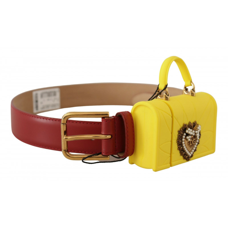 Cintura con fibbia DEVOTION in pelle rossa gialla - 75 CM / 30 INCHES