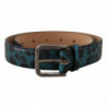 Cintura fibbia vita metallo logo stampa leopardo blu verde - 75 CM
