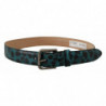 Cintura fibbia vita metallo logo stampa leopardo blu verde - 75 CM