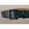 Cintura fibbia vita metallo logo stampa leopardo blu verde - 75 CM