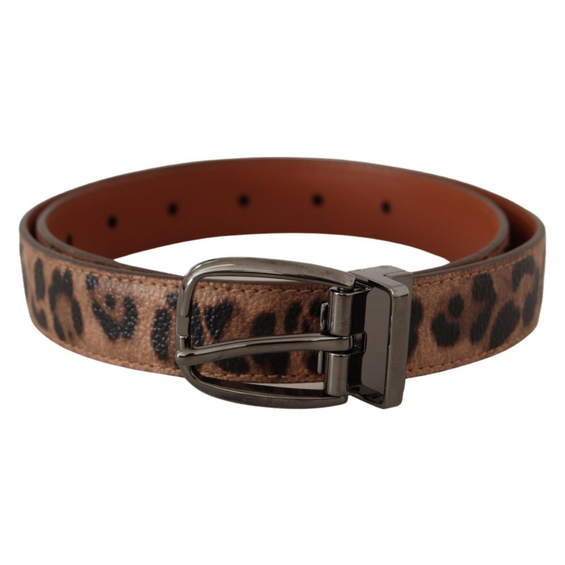 Cintura fibbia pelle goffrata leopardo marrone - 75 CM / 30 INCHES