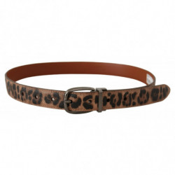 Cintura fibbia pelle goffrata leopardo marrone - 75 CM / 30 INCHES