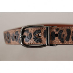 Cintura fibbia pelle goffrata leopardo marrone - 75 CM / 30 INCHES