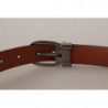 Cintura fibbia pelle goffrata leopardo marrone - 75 CM / 30 INCHES