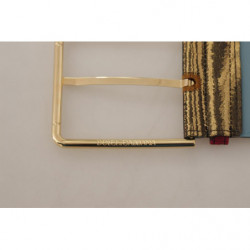 Cintura fibbia logo ricamato floreale pelle multicolore - 70 CM / 2