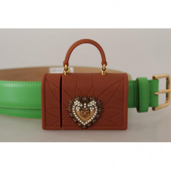 Cintura cuffie micro borsa Devotion Heart pelle verde - 70 CM / 28