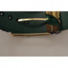 Cintura fibbia metallo dorato pelle ricamata jacquard verde - 70 CM