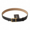 Cintura fibbia vita logo metallo dorato pelle vitello nera - 75 CM