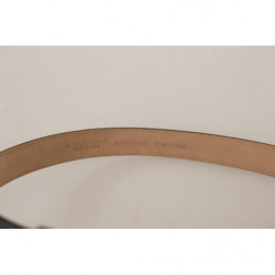 Cintura fibbia vita logo metallo dorato pelle vitello nera - 75 CM