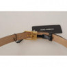 Cintura fibbia vita logo metallo dorato pelle vitello nera - 75 CM