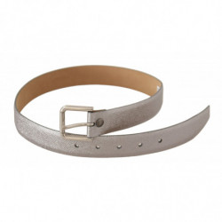 Cintura fibbia metallo pelle color argento metallizzato - 65 CM / 2