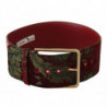 Cintura fibbia metallo logo dorato pelle ricamata rossa - 70 CM / 2
