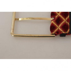 Cintura fibbia metallo dorato floreale pelle larga multicolore - 75