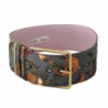 Cintura fibbia metallo dorato ricamato pelle multicolore - 75 CM /
