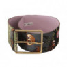 Cintura fibbia metallo dorato ricamato pelle multicolore - 75 CM /