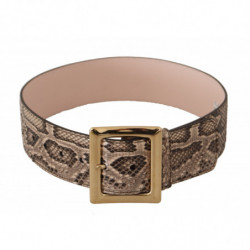 Cintura ampia fibbia metallo dorato pelle esotica beige - 65 CM / 2