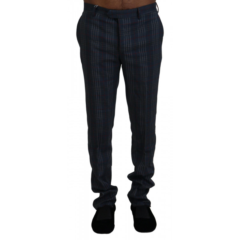 Pantaloni a quadri da uomo in pura lana grigia - IT46 - S