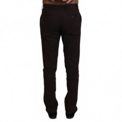 Pantaloni formali da uomo affusolati in cotone marrone - IT48 - M
