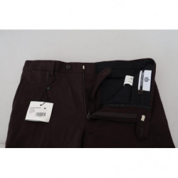 Pantaloni formali da uomo affusolati in cotone marrone - IT48 - M