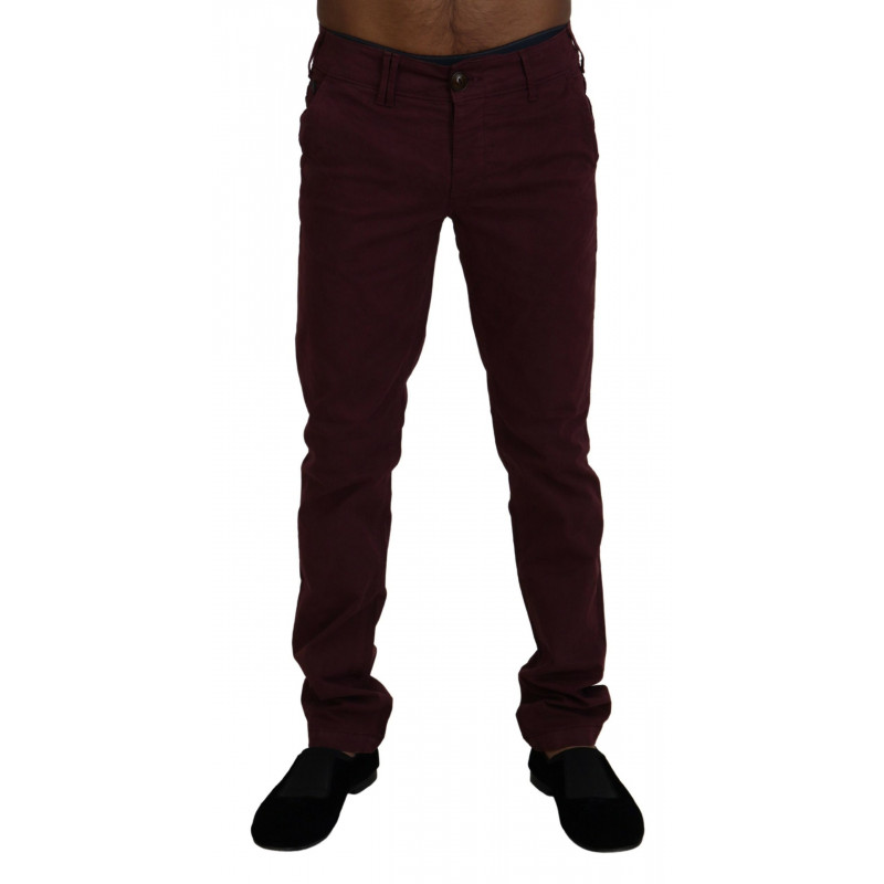 Pantaloni da uomo casual skinny elasticizzati cotone marrone - IT46
