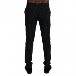 Pantaloni eleganti in viscosa a righe nere - IT46 - S