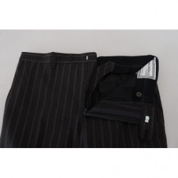 Pantaloni eleganti in viscosa a righe nere - IT46 - S