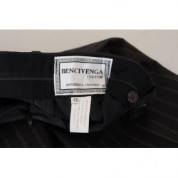 Pantaloni eleganti in viscosa a righe nere - IT46 - S