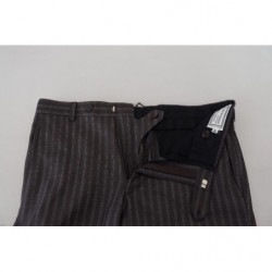 Pantaloni da uomo slim fit a righe marroni - IT54 - XL