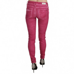 Pantaloni skinny a vita media in velluto rosa - W30