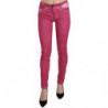 Pantaloni skinny a vita media in velluto rosa - W26