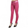 Pantaloni skinny a vita media in velluto rosa - W26