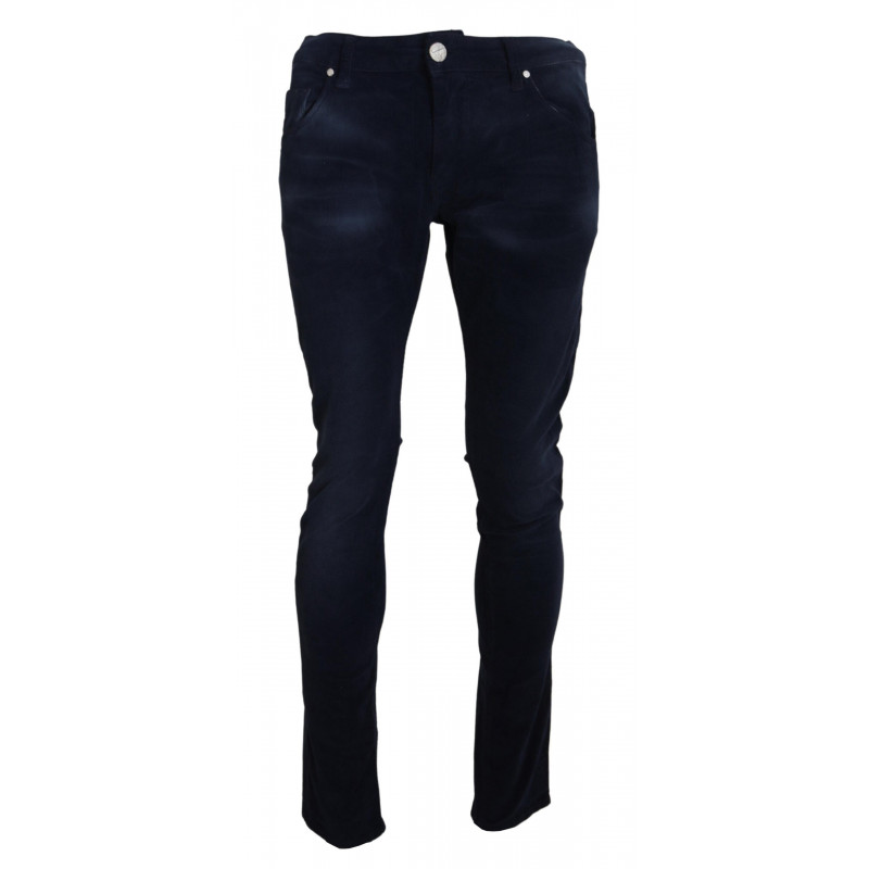 Jeans da uomo slim stretch in velluto a coste di cotone blu - IT48 - M