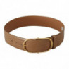Cintura fibbia ovale metallo dorato pelle marrone beige - 75 CM / 3