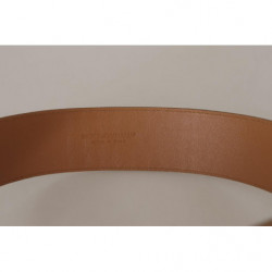 Cintura fibbia ovale metallo dorato pelle marrone beige - 75 CM / 3