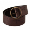 Cintura fibbia rotonda logo largo pelle vitello marrone scuro - 90