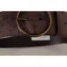 Cintura fibbia rotonda logo largo pelle vitello marrone scuro - 90