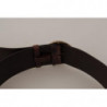 Cintura fibbia rotonda logo largo pelle vitello marrone scuro - 90