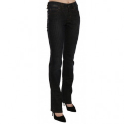 Pantaloni casual denim velluto coste slim fit vita media neri - W26