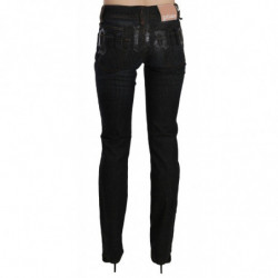 Pantaloni casual denim velluto coste slim fit vita media neri - W27