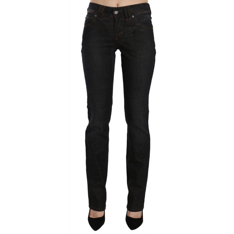 Pantaloni casual denim velluto coste slim fit vita media neri - W28