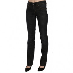 Pantaloni casual denim velluto coste slim fit vita media neri - W28
