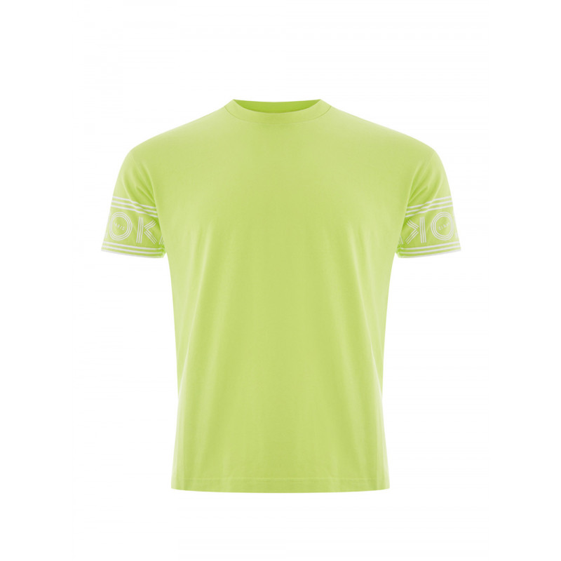 T-shirt gialla in cotone con logo a contrasto sulle maniche - XS