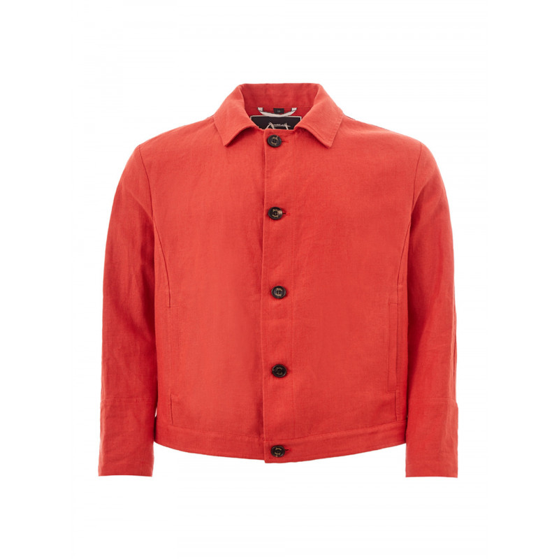Giacca corta arancione in effetto lino - IT50 - L