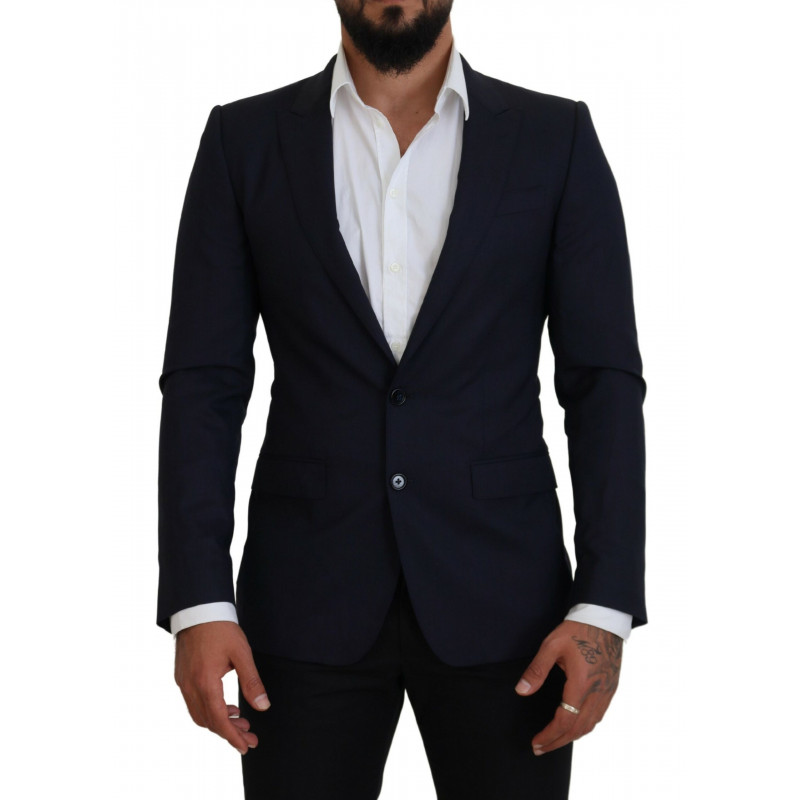 Blazer da cappotto formale slim fit in lana blu - IT46 - S