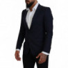 Blazer da cappotto formale slim fit in lana blu - IT46 - S