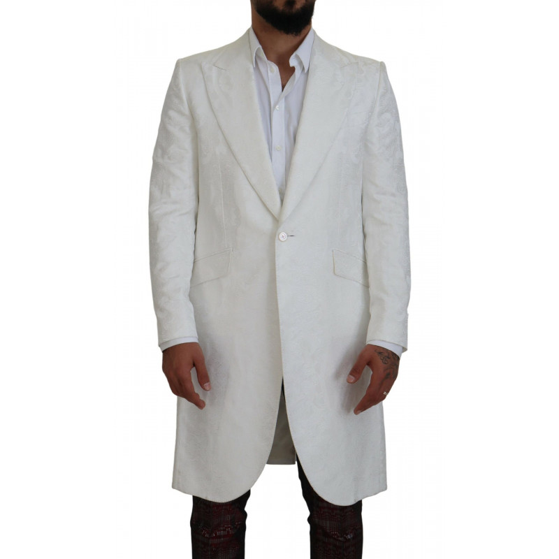 Giacca trench in broccato floreale bianco - IT48 - M