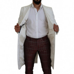 Giacca trench in broccato floreale bianco - IT48 - M