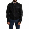 Giubbotto bomber da uomo con zip intera in nylon nero - IT52 - XL