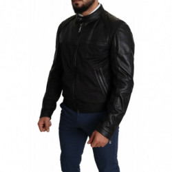 Giubbotto bomber da uomo con zip intera in nylon nero - IT52 - XL