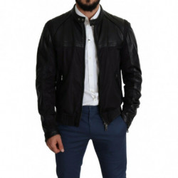 Giubbotto bomber da uomo con zip intera in nylon nero - IT52 - XL